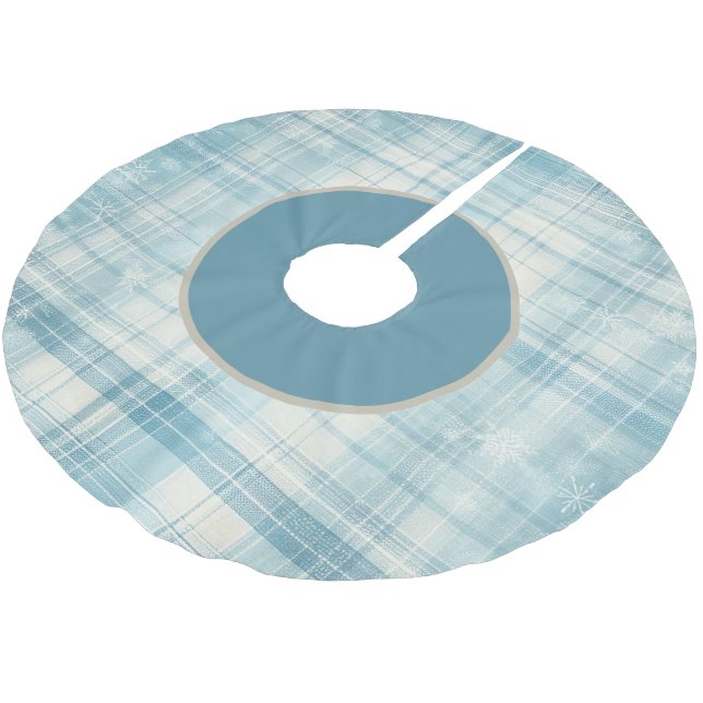 Jupon De Sapin En Polyester Brossé Plaid bleu (Angle)
