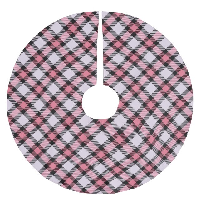Jupon De Sapin En Polyester Brossé Plaid rose et noir (Devant)