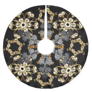 Jupon De Sapin En Polyester Brossé Plan d'or : Décor Floral Est
