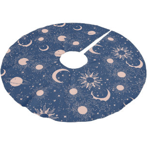 Jupon De Sapin En Polyester Brossé Planètes et étoiles Motif