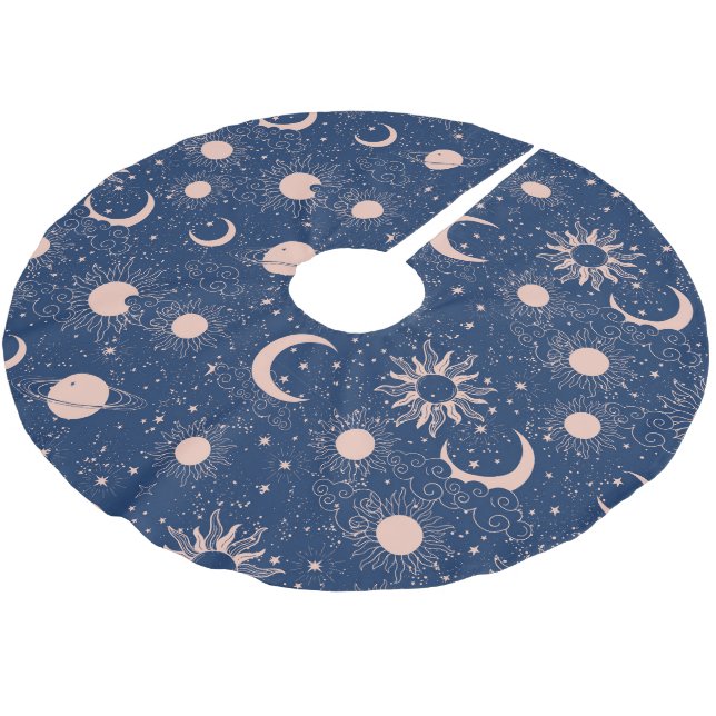 Jupon De Sapin En Polyester Brossé Planètes et étoiles Motif (Angle)