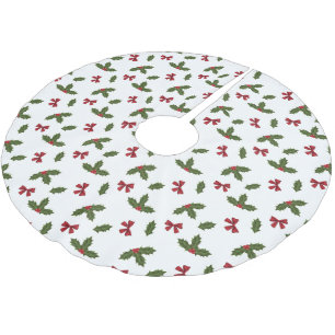Jupon De Sapin En Polyester Brossé Plante Holly Commun Et Motif Red Bows