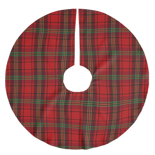 Jupon De Sapin En Polyester Brossé Plaques douillettes rouge noir vert (Devant)