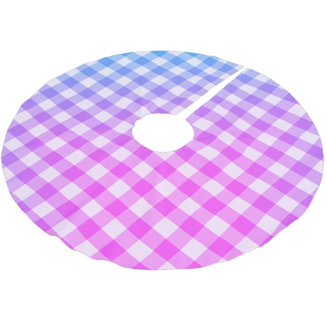 Jupon De Sapin En Polyester Brossé Plat En vichy rose Bleu Moderne Simple Check (Angle)