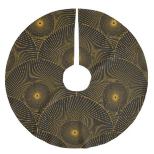 Jupon De Sapin En Polyester Brossé Plumes asiatiques : noir or sans soudure.