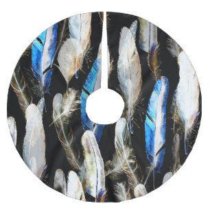 Jupon De Sapin En Polyester Brossé Plumes d'aquarelle volante : Arrière - plan transp