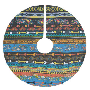 Jupon De Sapin En Polyester Brossé Plumes ethniques : Broderie Boho Chic