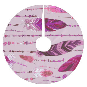 Jupon De Sapin En Polyester Brossé Plumes ethniques : Motif de couleur vive.