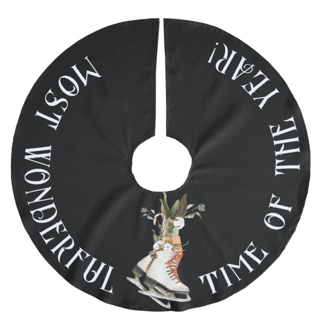 Jupon De Sapin En Polyester Brossé , Plus Merveilleux temps de l'année, avec Patins d (Devant)