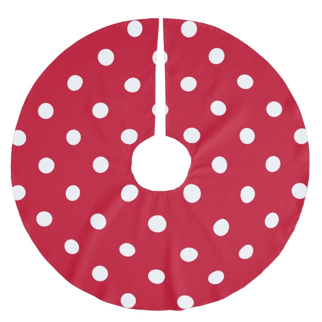 Jupon De Sapin En Polyester Brossé Point Polka rouge et blanc (Devant)