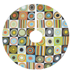 Jupon De Sapin En Polyester Brossé Points colorés, cercles, rayures arrière - plan.
