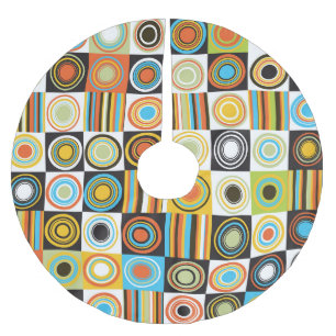 Jupon De Sapin En Polyester Brossé Points colorés, cercles, rayures arrière - plan.
