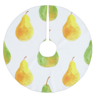 Jupon De Sapin En Polyester Brossé Poires dessinées à la main, image alimentaire aqua