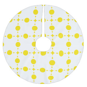 Jupon De Sapin En Polyester Brossé Pois Jaunes, Motif Polka Dot, Points, Pots