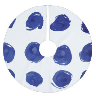 Jupon De Sapin En Polyester Brossé Pois Polka, aquarelle bleu indigo.