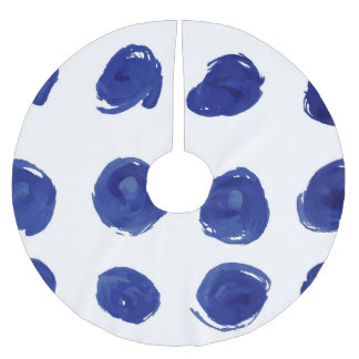 Jupon De Sapin En Polyester Brossé Pois Polka, aquarelle bleu indigo.