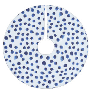 Jupon De Sapin En Polyester Brossé Polka Bleue : Aquarelle Point sans joint.