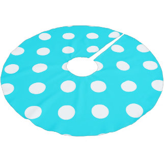 Jupon De Sapin En Polyester Brossé Polka dots cyan hex code #00E3F4