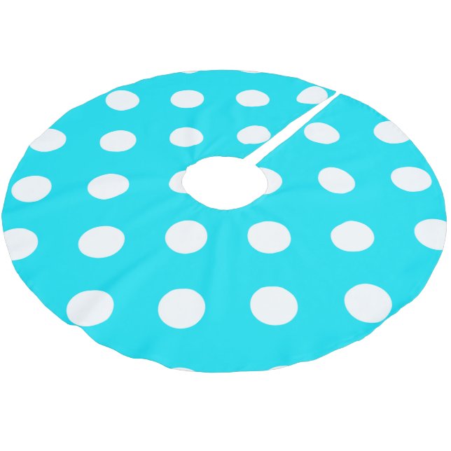 Jupon De Sapin En Polyester Brossé Polka dots cyan hex code #00E3F4  (Angle)