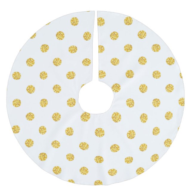 Jupon De Sapin En Polyester Brossé Polka Gold Parties scintillant points Texture (Devant)