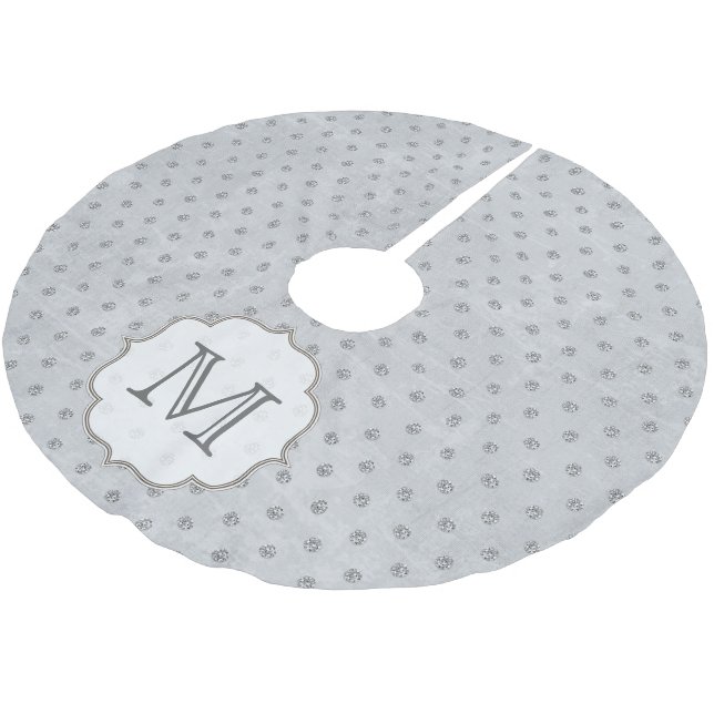Jupon De Sapin En Polyester Brossé Polkadot de Glitte Argent Monogramme Première Jupe (Angle)