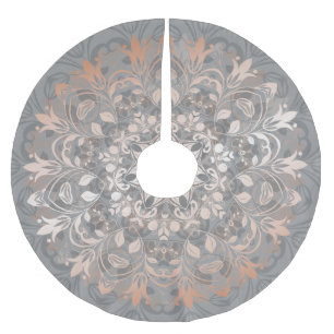 Jupon De Sapin En Polyester Brossé Polymère broyé de Mandala Rose Gold Grey