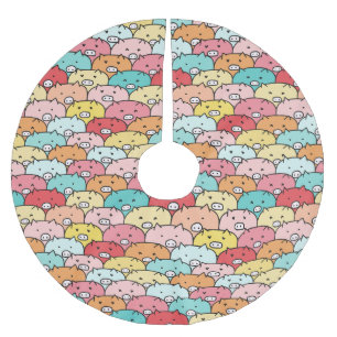 Jupon De Sapin En Polyester Brossé Porcs Colorés Drôle Et Mignons Motif