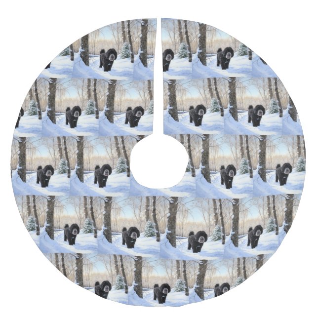 Jupon De Sapin En Polyester Brossé Portugais Water Dog Laisser neiger Noël (Devant)