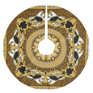 Jupon De Sapin En Polyester Brossé Poster de animal Golden Scrolls soie