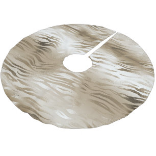 Jupon De Sapin En Polyester Brossé Poster de animal Ombre Zebra or et blanc