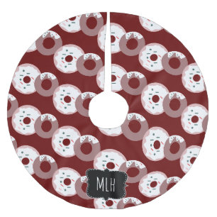 Jupon De Sapin En Polyester Brossé Poudre de donut de Noël mignonne initiale de famil