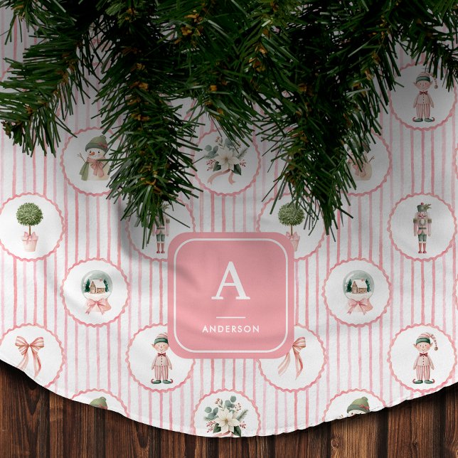 Jupon De Sapin En Polyester Brossé Prépa Grandmillennial Rose Casse-Noisette Noël (Créateur téléchargé)