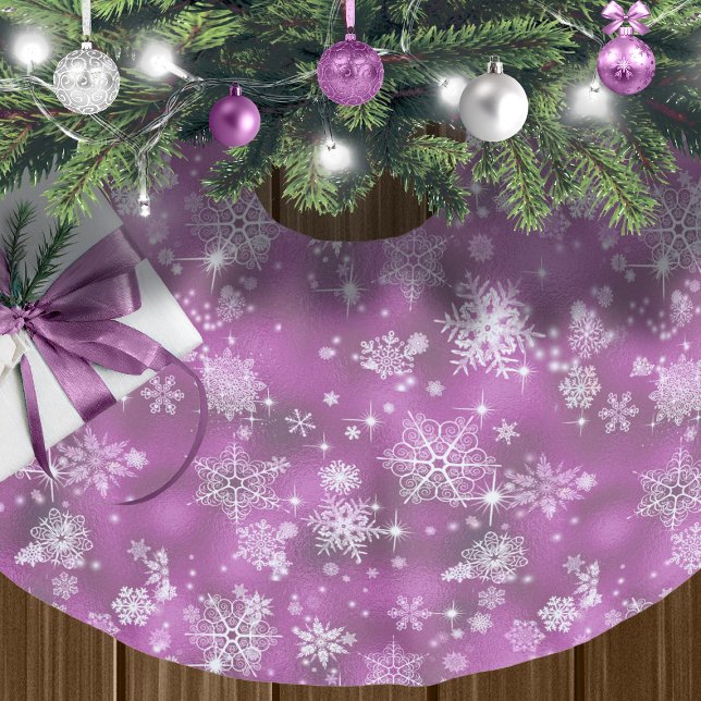 Jupon De Sapin En Polyester Brossé Prettiest Snowflakes Motif Orchid rose ID846 (Créateur téléchargé)
