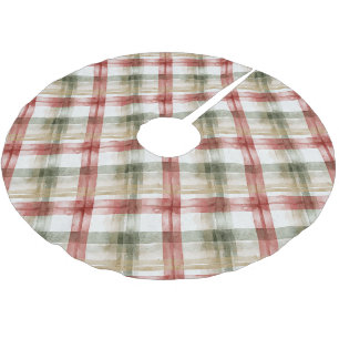 Jupon De Sapin En Polyester Brossé Rayures de Noël crème vert rouge