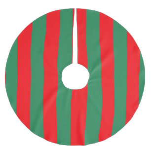 Jupon De Sapin En Polyester Brossé Rayures de Noël rouges et vertes classiques