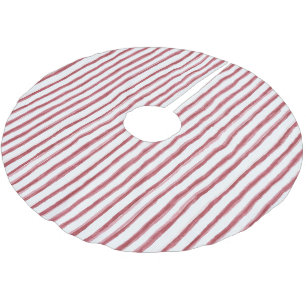 Jupon De Sapin En Polyester Brossé Rayures Rouges et Blanches
