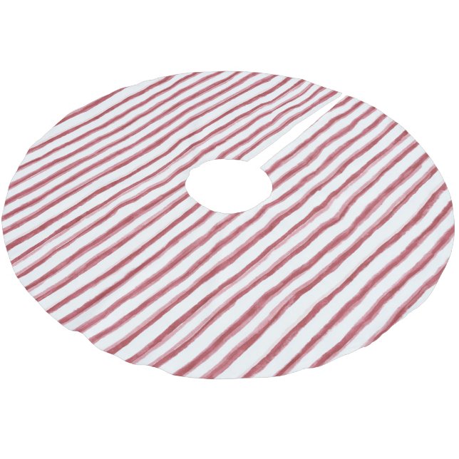 Jupon De Sapin En Polyester Brossé Rayures Rouges et Blanches (Angle)