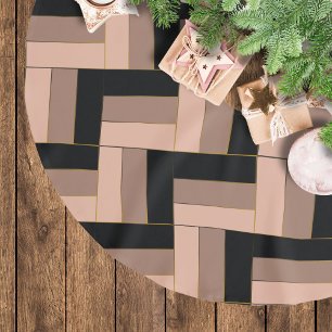 Jupon De Sapin En Polyester Brossé Rectangles géométriques Brown Mocha Noir