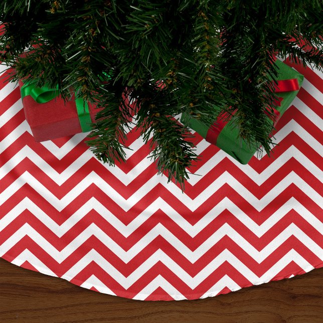 Jupon De Sapin En Polyester Brossé Red Chevron Stripes (Créateur téléchargé)