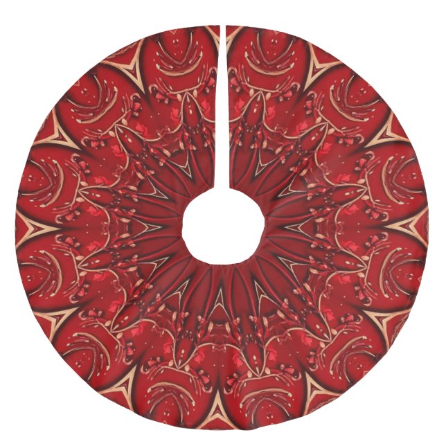 Jupon De Sapin En Polyester Brossé Red Decorative Christmas Tree Skirt (Devant)