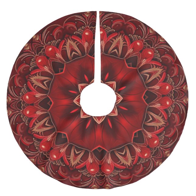 Jupon De Sapin En Polyester Brossé Red Decorative Christmas Tree Skirt (Devant)