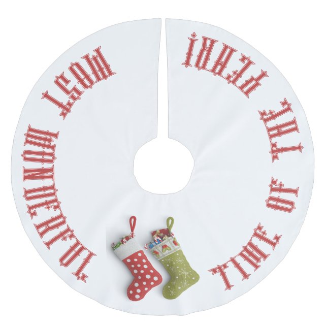 Jupon De Sapin En Polyester Brossé Red & Green Bas, le temps le plus merveilleux (Devant)