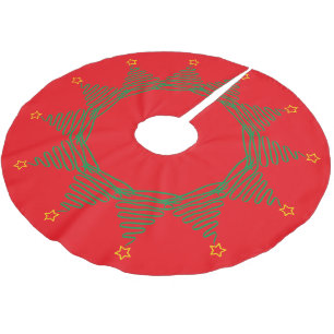 Jupon De Sapin En Polyester Brossé Red Joyeux Noël Holly Xmas arbre cadeau transparen