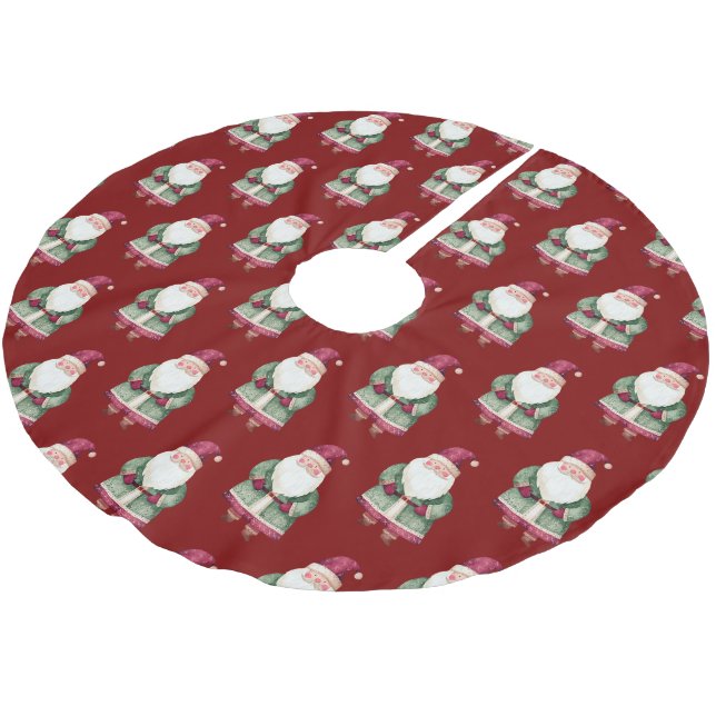 Jupon De Sapin En Polyester Brossé Red Joyeux Noël Père Noël (Angle)