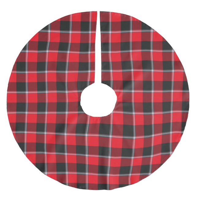 Jupon De Sapin En Polyester Brossé Red Ribbon and Heavy Metal Plaid (Devant)