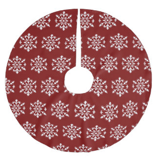 Jupon De Sapin En Polyester Brossé Red Snowflake Tree Skirt