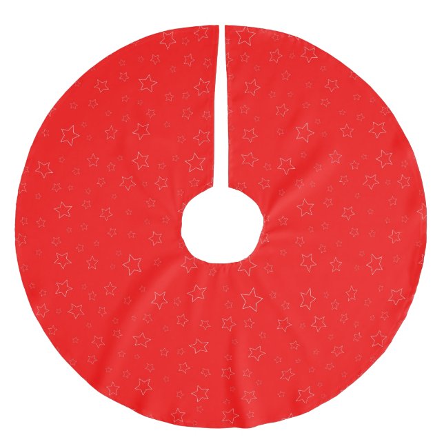 Jupon De Sapin En Polyester Brossé Red Stars Tree Skirt (Devant)