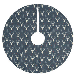 Jupon De Sapin En Polyester Brossé Reinder de vacances, Arbre de Noël, Flocon de neig