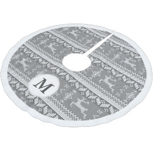 Jupon De Sapin En Polyester Brossé Renne juste nordique gris et nom de famille d'île