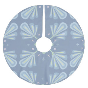 Jupon De Sapin En Polyester Brossé Répétition abstraite florale bleu pastel